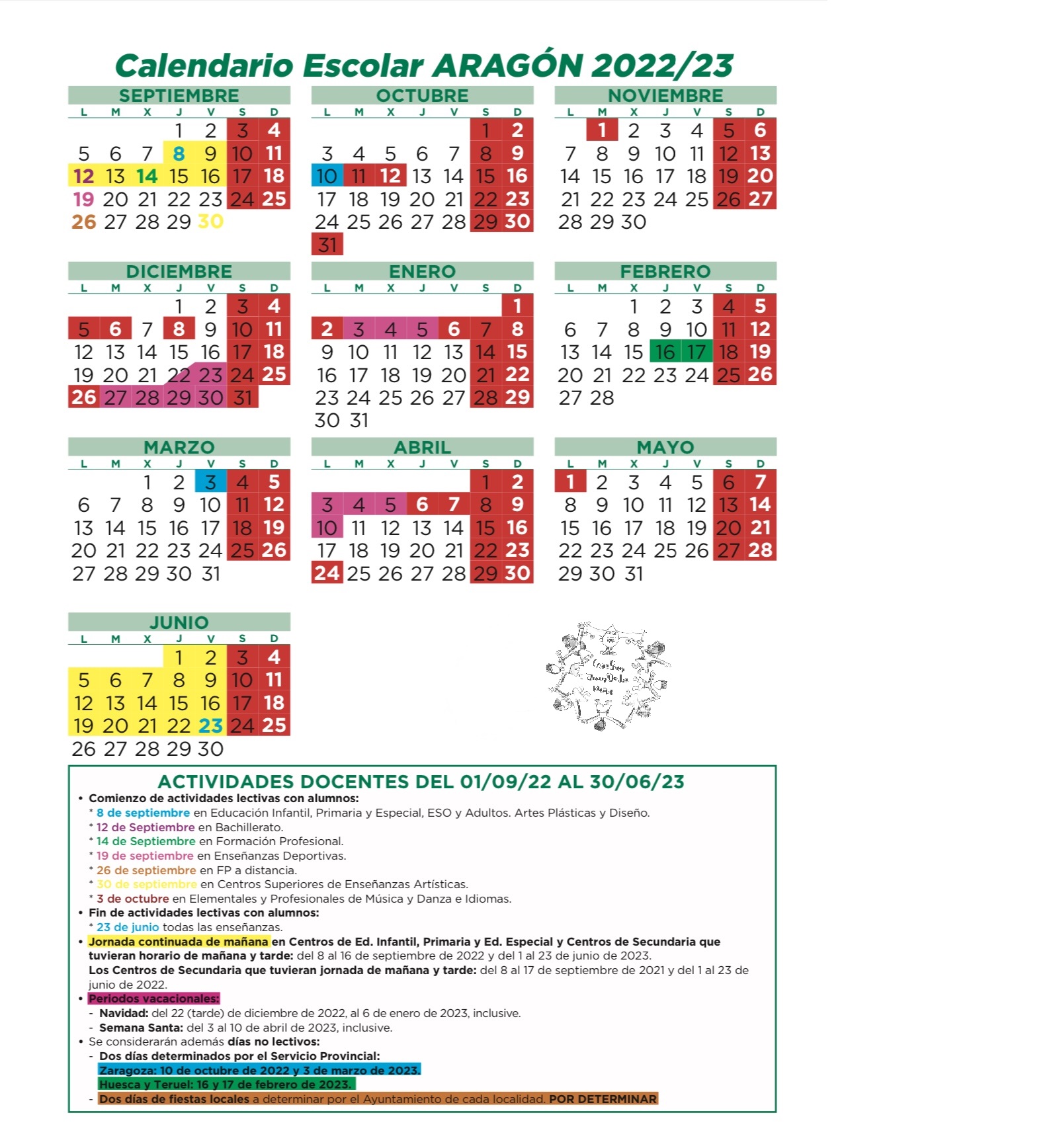 Calendario Escolar curso 22/23 - CEIP San Juan de la Peña